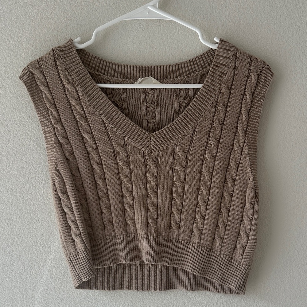 Altar'd State Brown Cable Knit Crop Top
